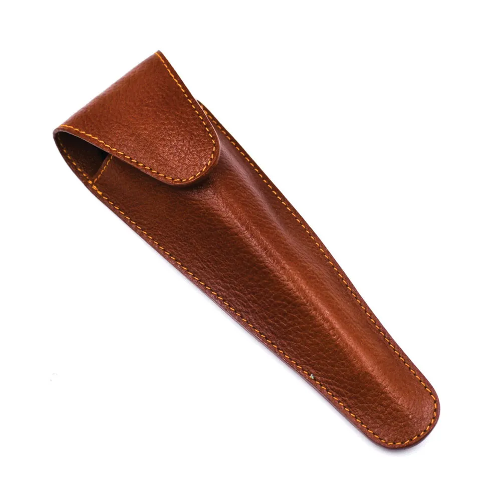 Box Razor Brown Parker Saddle Brown Leather Razor Case - Wish4Blades